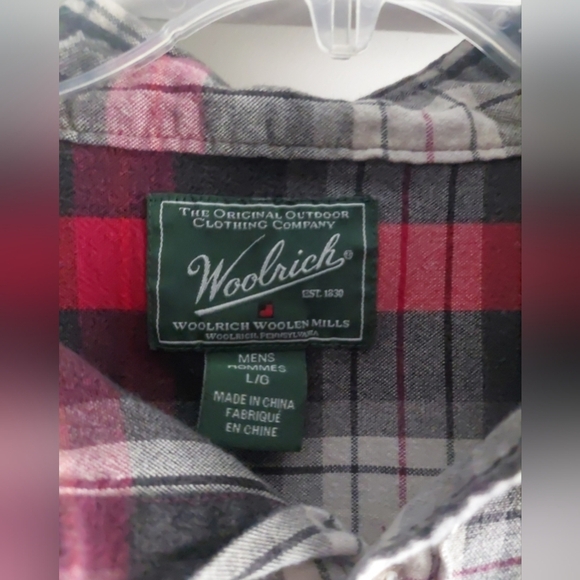 Woolrich Mens Red Plaid Button Down Flannel Shirt Large Lumberjack Outdoors - Picture 2 of 6